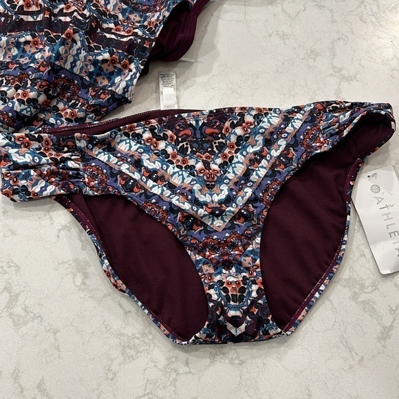Athleta 36D/DD Marrakesh Side Scrunch Tankini Top + XL Bikini Wild Bloom NWT - Picture 4 of 16